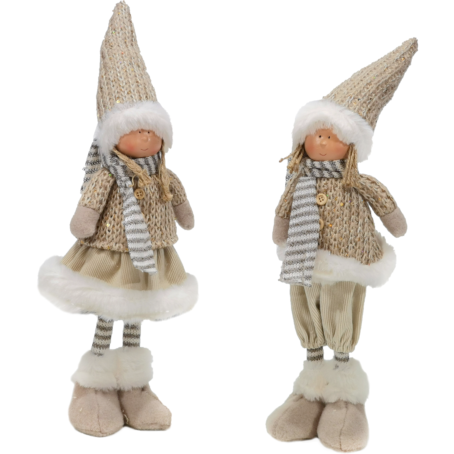 VESTIAMO CASA GRAN NATALE - Personaggio Natalizio Decorativo in piedi con cappello Beige h36 cm
